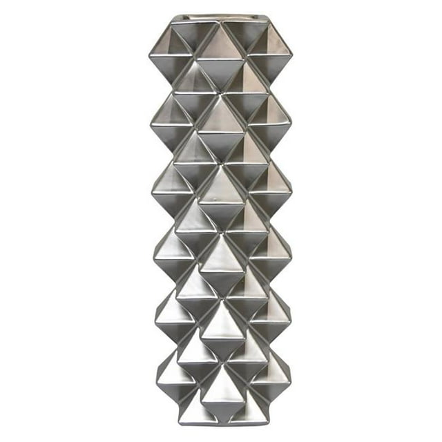 Plutus PBTH93739 Modern Decorative Ceramic Vase, Matte Silver