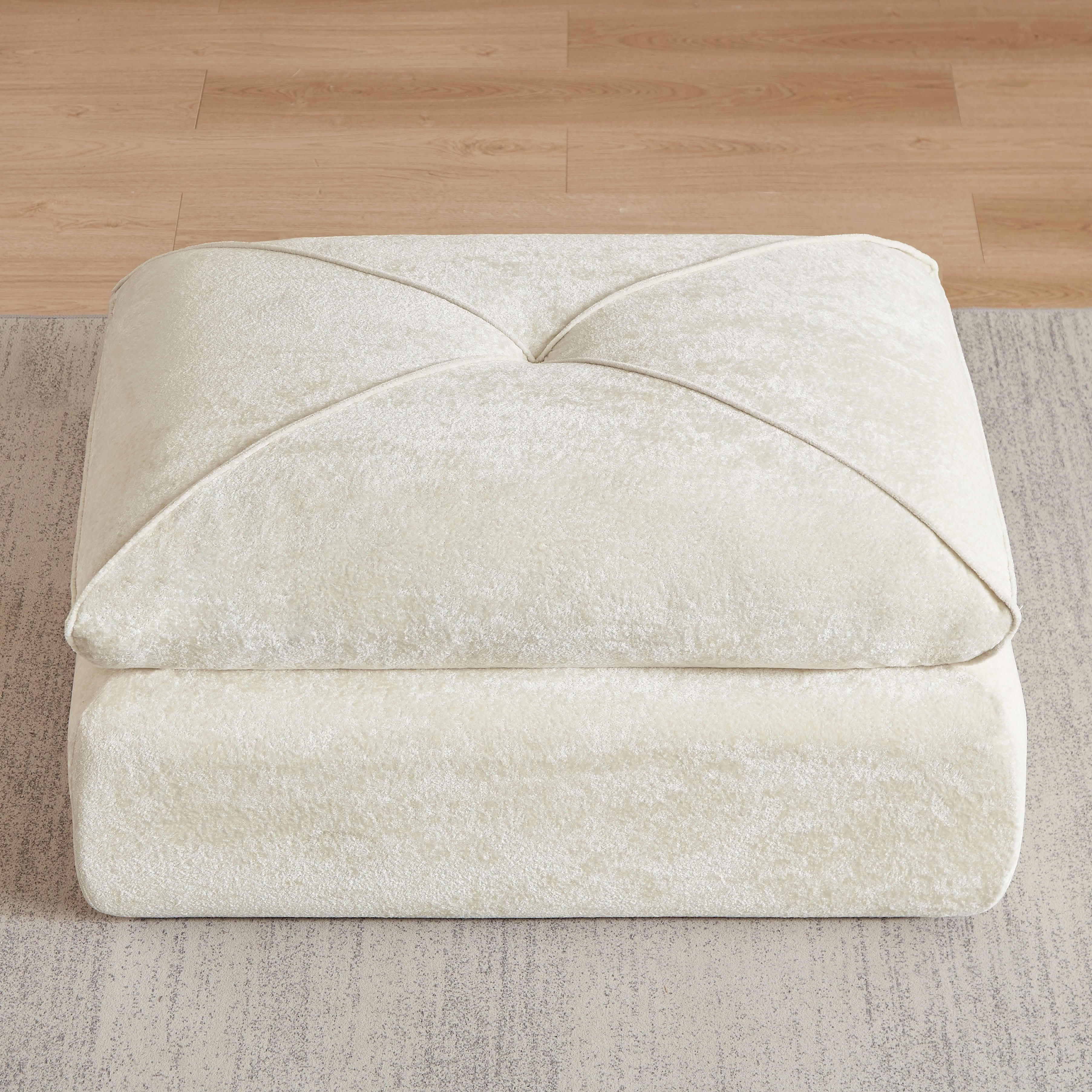 MAYEERTY Beige Chenille Modular Ottoman Sofa, 300lbs Spring Support Flexible Footrest for Living Room Apartment
