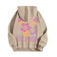thumbnail image 5 of larppty Puff Print Lettering Oversized Full Zip Hoodie with Pocket - Y2K Preppy Pullover for Women Teens Girls（Beige，M）, 5 of 5