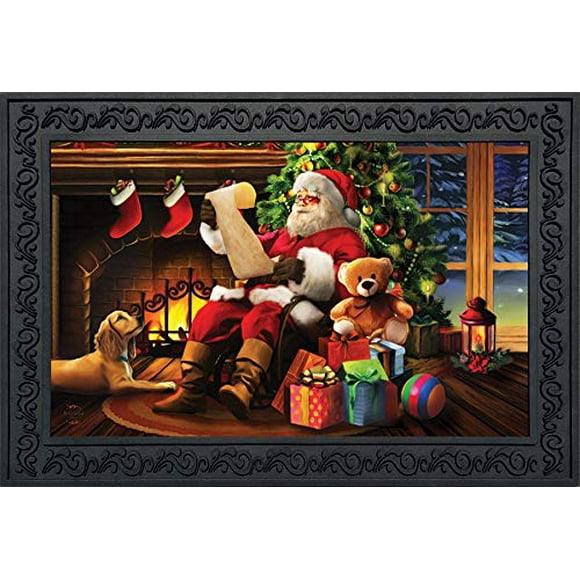 Briarwood Lane Naughty or Nice Christmas Doormat Santa Claus Indoor Outdoor 18" x 30"