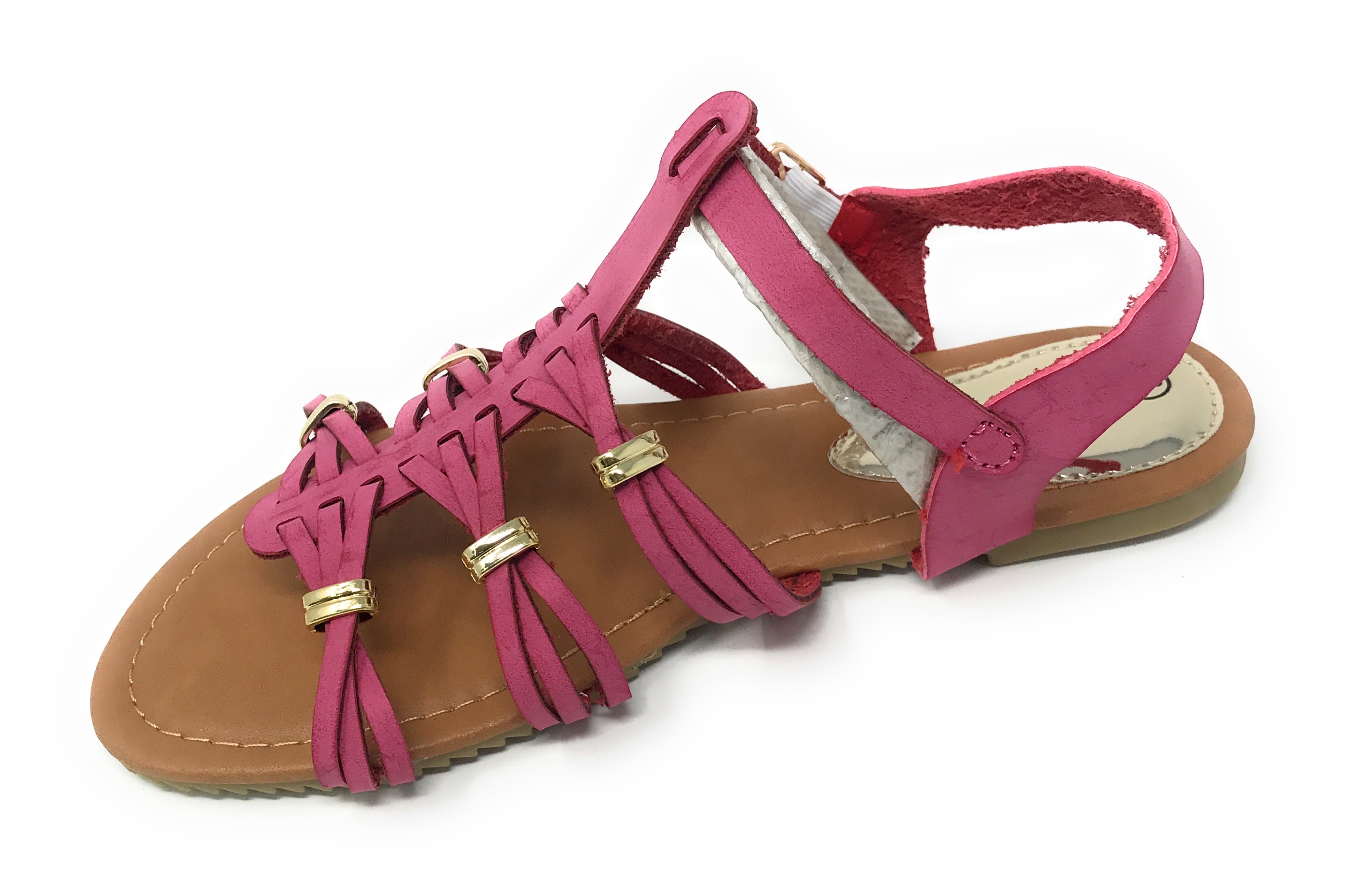 Victoria K Women's Gladiator Multi Braid With Gold Trim Sandals