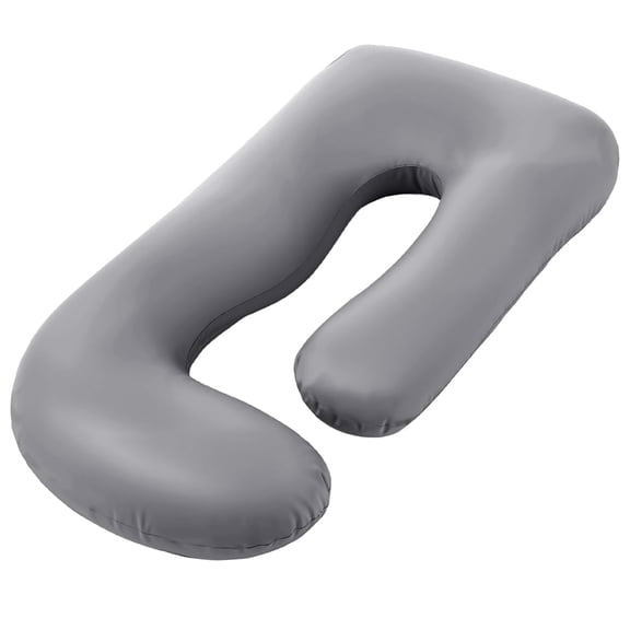 AUQ Cooling Pregnancy Pillow Cover (Only Pillowcase) 59 Inch Large J Shaped Full Body Pillowcase Maternity Stretchy Soft Breathable Cool Pillow Cover with Zipper for Side Sleeper (Dark Gray)