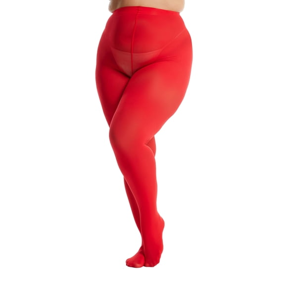DAPRZIY Plus Size Tights for Women Semi Opaque Control Top High Waist Stockings 60 Denier Women's Pantyhose 2XL 3XL 4XL 5XL