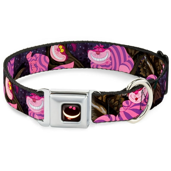Disney Pet Collar, Dog Collar Metal Seatbelt Buckle, Cheshire Cat Tree Poses, 15 to 24 Inches 1.0 Inch Wide