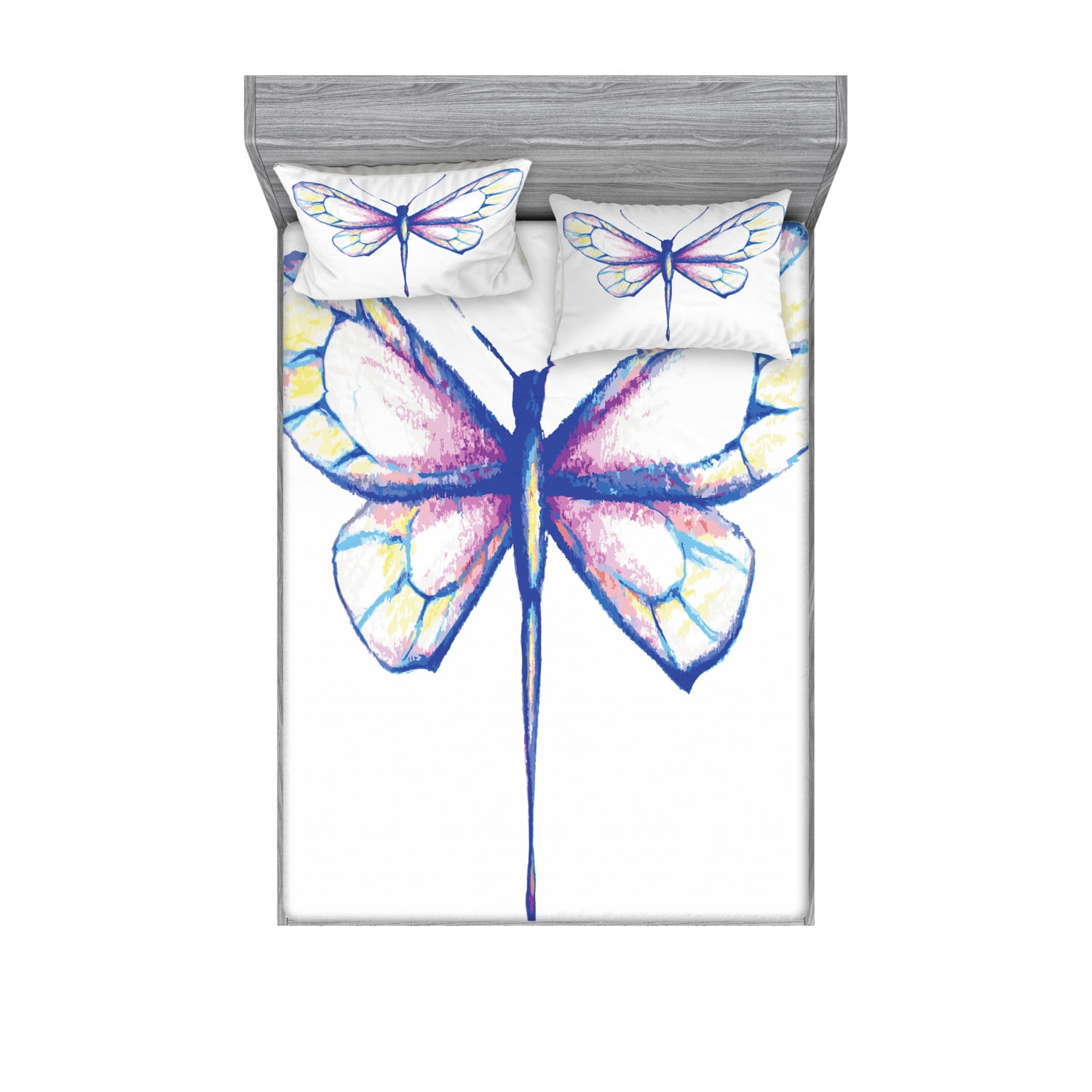 Dragonfly Bedding Set with Sheet & Covers, Single Dragonfly Featured in