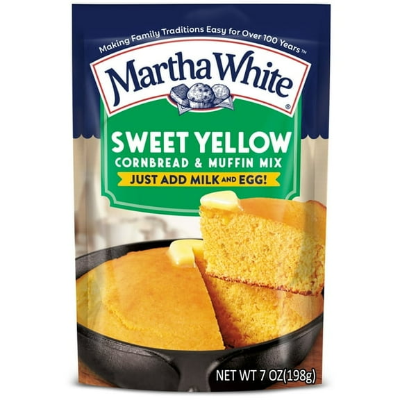 Martha White Sweet Yellow Cornbread Mix 7 Oz Pouch (Pack of 4)