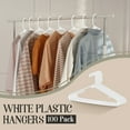 thumbnail image 6 of White Clothes Hangers (100 Pack) Plastic Gallus Shirt Hanger, 6 of 9