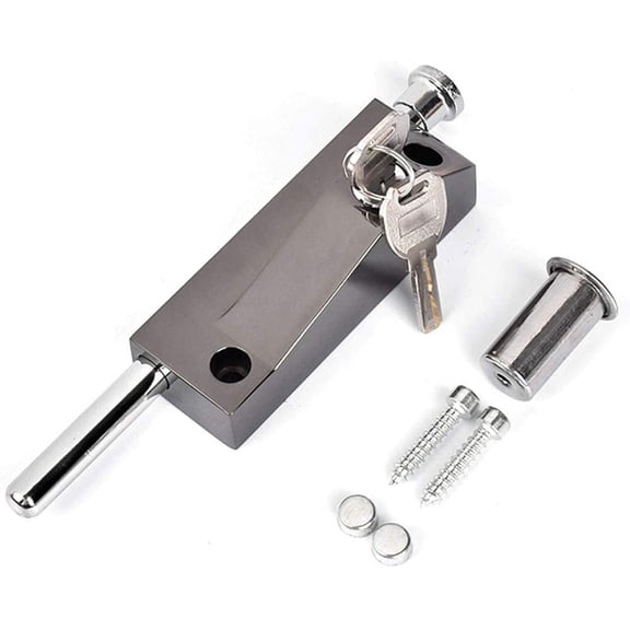 Garage/Gate Protector, 2 Key Set, Indoor/Outdoor, Durable Black Lock Universal Door Security Lock