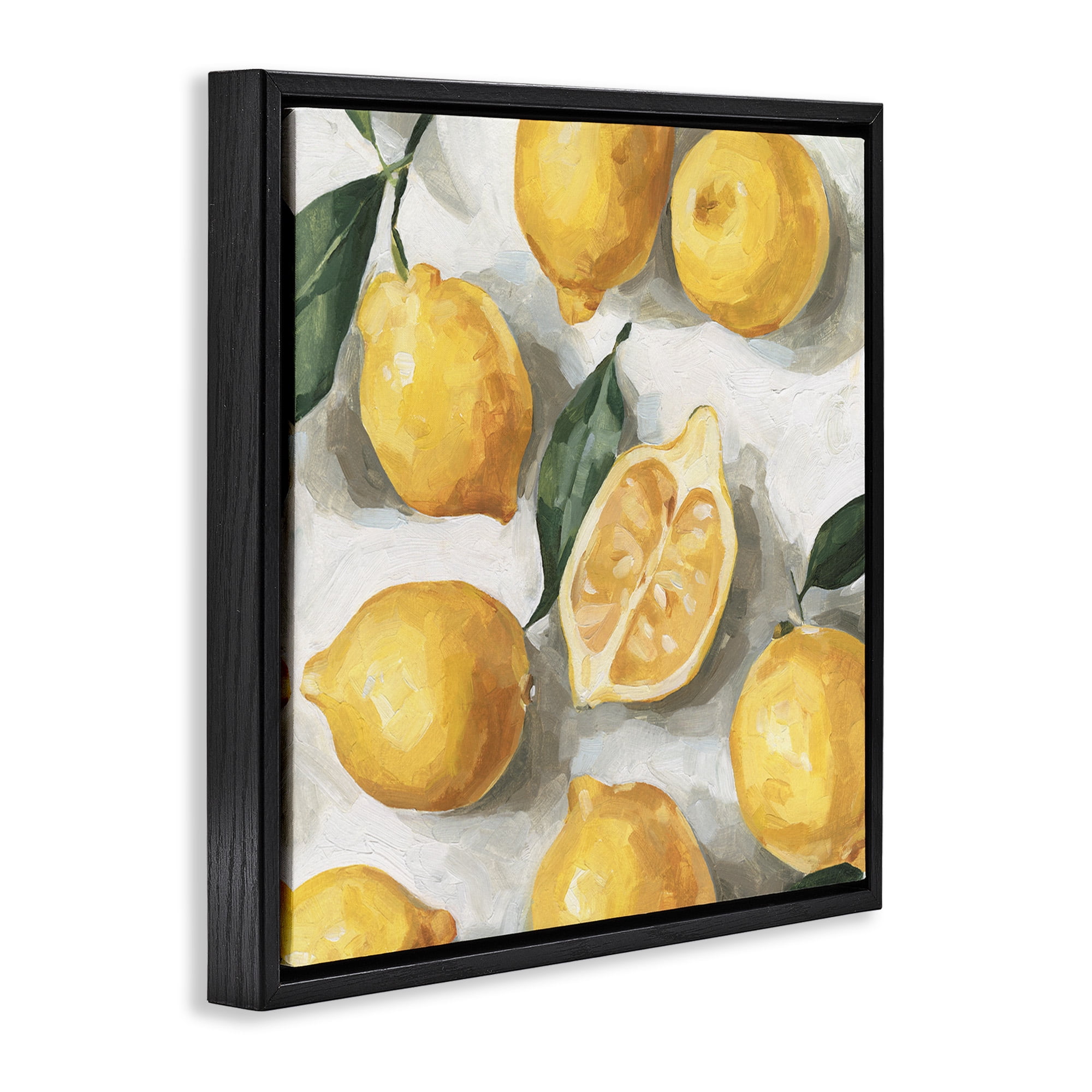Stupell Industries Citrus Lemons Over White Food & Beverage Painting Black Floater Framed Canvas Art Print Wall Art, 25 x 25