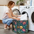 thumbnail image 7 of Home Organizer Foldable Fabric Storage Bin With Handle Hand-drawn Florals Leaf, 7 of 7