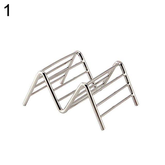 Visland Hard Wave Stainless Steel Mexican Food Rack Stand Shell Taco Holder Display