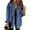 Navy Blue, variant on Women's Denim Jackets Long Sleeve Button Down Casual Frayed Hem Shacket Jean Jacket