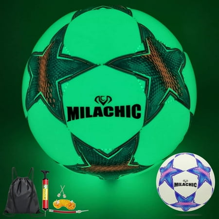 Soccer Ball Glow in The Dark Soccer Ball Size 3/4/ 5 with Pump Glowing Luminious Soccer Balls Gifts for Teens Youth Men Women Indoor-Outdoor Soccer Training