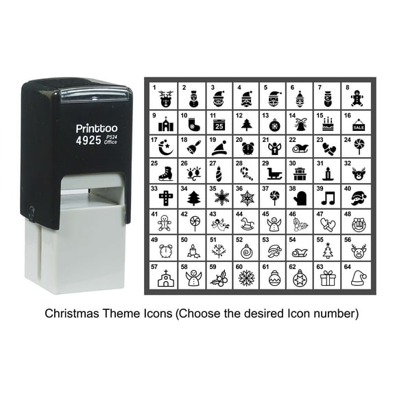 Printtoo Personalized Christmas Theme Icons Rubber Stamp Self Inking Stamper 24 mm-Black