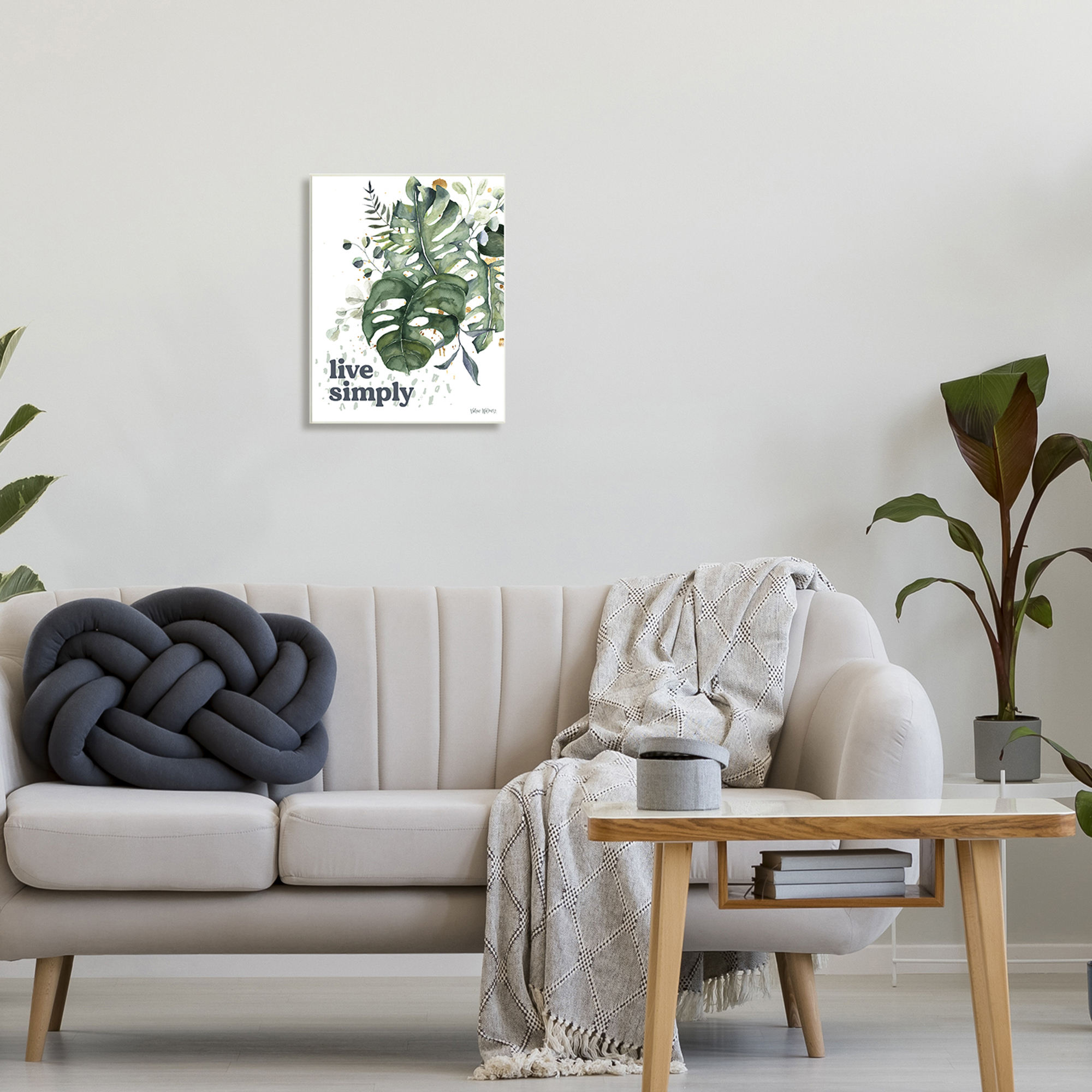 Stupell Industries Live Simply Text Lush Green Monstera Plant Leaves Graphic Art Unframed Art Print Wall Art, 13x19, by Valerie Wieners