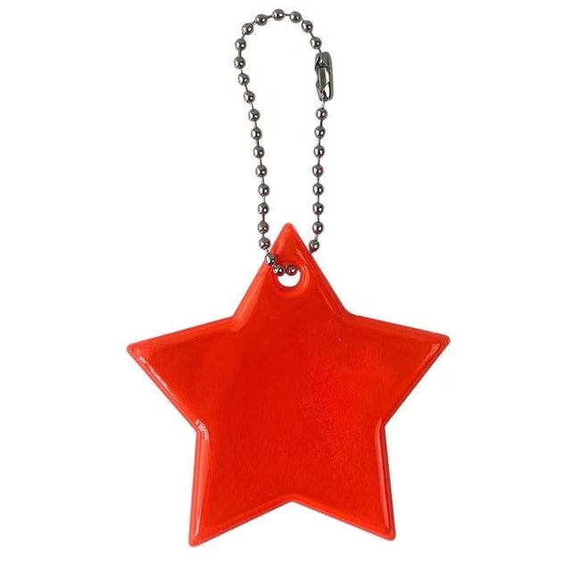 Llavero con forma de estrella de PVC con logotipo de advertencia nocturna y reflector para montar en la mochila escolar