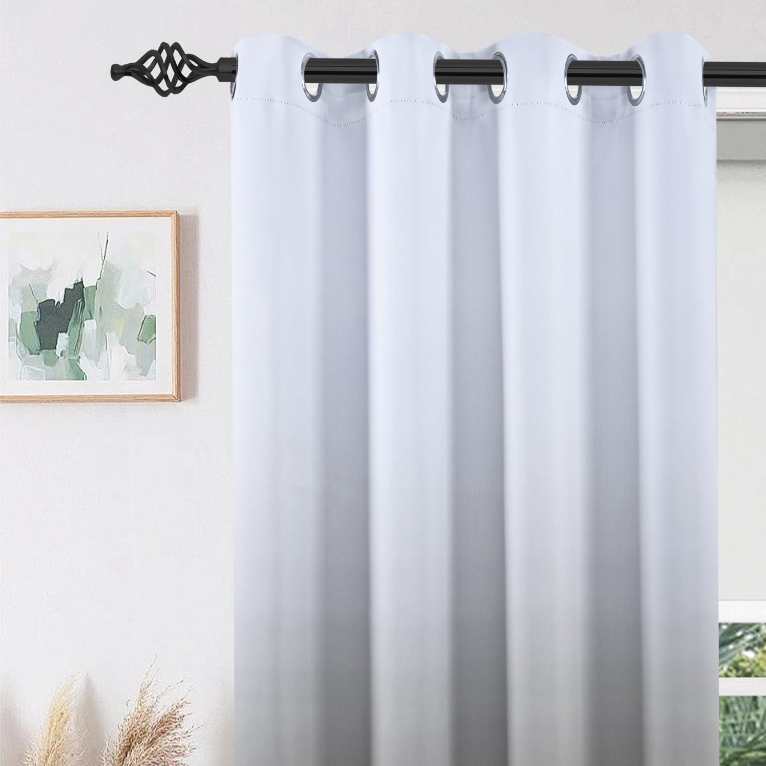 Alishomtll Grey Blackout Curtains Grommet Room Darkening Window Drapes for Living Room Bedroom ,2 Panels of 52" W x 63" L