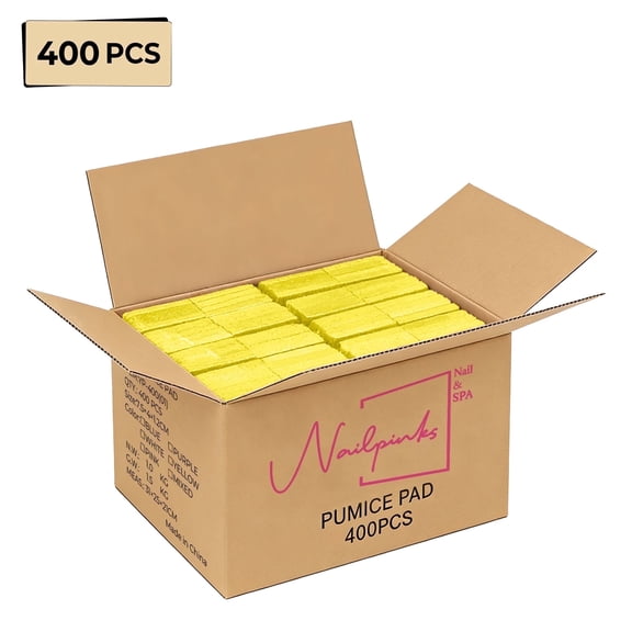 NAILPINKS Bulk Disposable Yellow Pumice Stone for Feet 400‑Pack, Cracked Heel & Callus Remover for Salon Pedicure