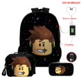 thumbnail image 2 of Roblox mochila de impresión Digital 3D de tres piezas, bolsa de almuerzo, estuche de lápices, cremallera a todo color, regalo escolar, 2 of 3