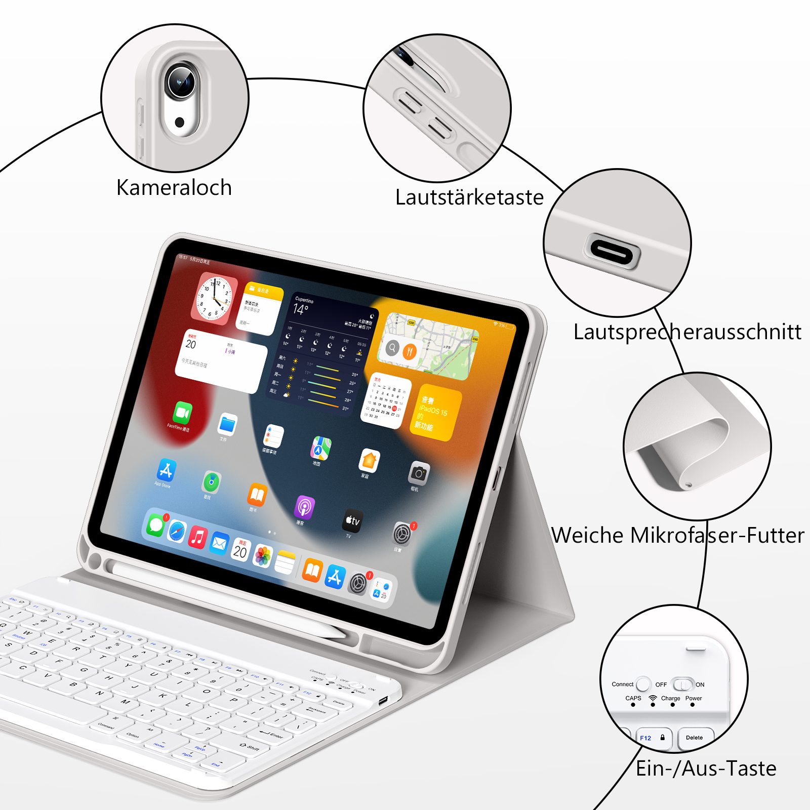 SZPSGC for iPad (A16) 11th Generation Case with Keyboard 11 inch 2025, iPad 10th Generation 10.9 inch Case with Pencil Holder, Multi-Angle Detachable Bluetooth Keyboard,Gray