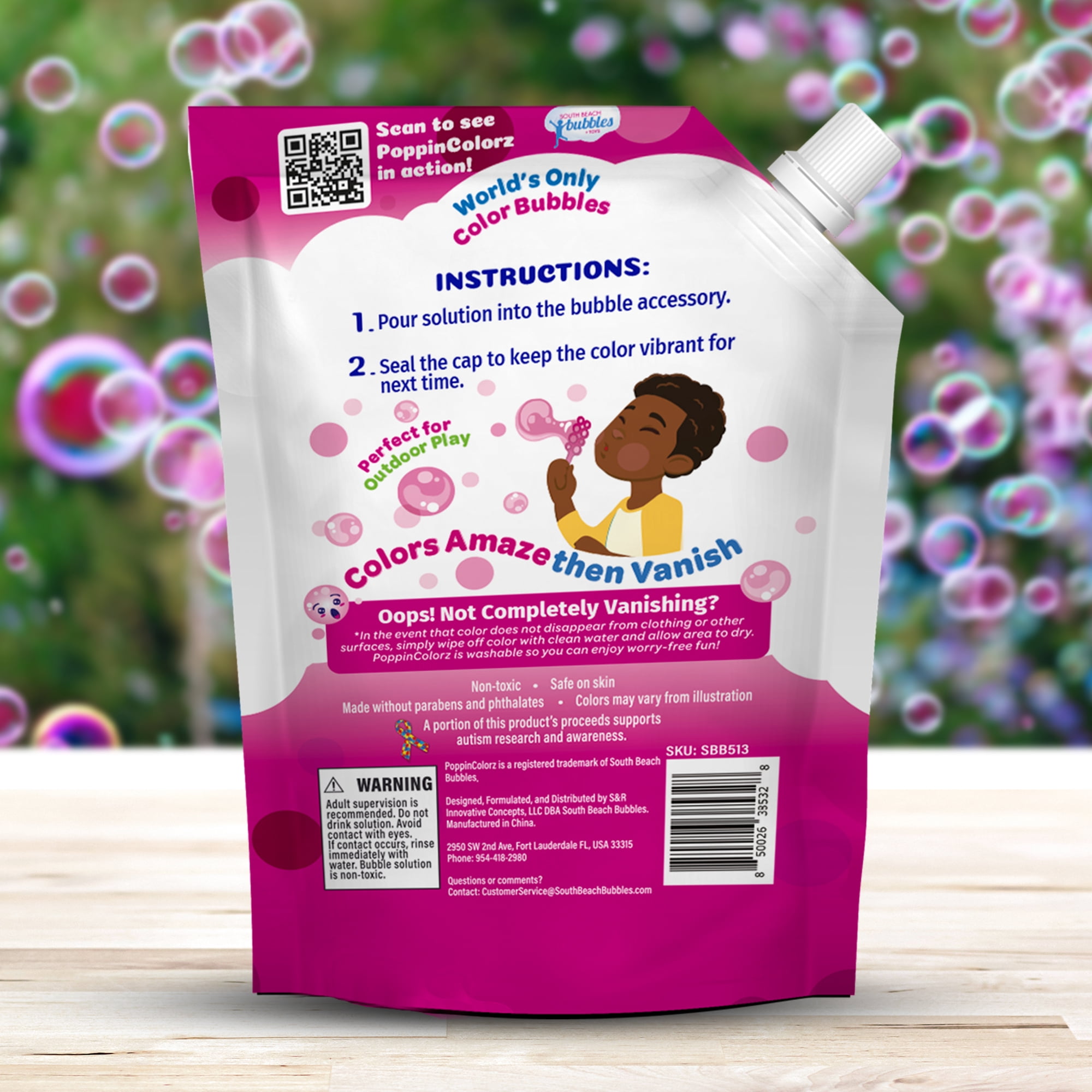 South Beach Bubbles Pink Pizzaz Refill Color Bubble Solution