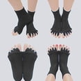 thumbnail image 4 of 3 Pairs Yoga Sport Gym Five Toe Separator Socks Foot Alignment Pain Massage Toeless Socks, 4 of 9