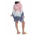 thumbnail image 2 of RAVIYA Women's Gray Tie Dye 3/4-Sleeves Empire Waist Deep V Neck Tie Swimsuit Cover Up 0X, 2 of 4