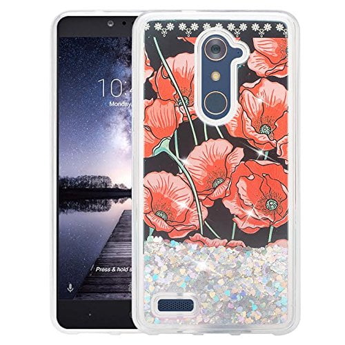 ZTE Blade X Max Case, ZTE Carry Case, ZTE ZMAX Pro Case, Luxury Bling Liquid Glitter Case