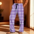 thumbnail image 2 of Txeol Men's Drawstring Plaid Pajama Pants Comfy Elastic Waist Lounge Bottoms with Pockets Casual Straight Leg Pants,Purple,XL, 2 of 10