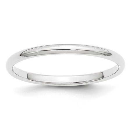 Platinum Wedding Ring Band - Platinum Solid Polished Half Round 2mm Half-Round Wedding Band Ring - Ring Size: 4 to 12