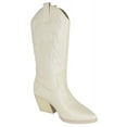 thumbnail image 2 of Soda Women Cowgirl Cowboy Western Stitched Heel Boots Pointy Toe Mid Shaft ORVILLE-S Beige Bone 9, 2 of 4