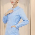 thumbnail image 5 of HAJWOH Womens Nurse Scrubs Dress Formal Lapel Neck Long Sleeve Button Down Work Dress Stretchy Comfort Workwear Blue XL, 5 of 5