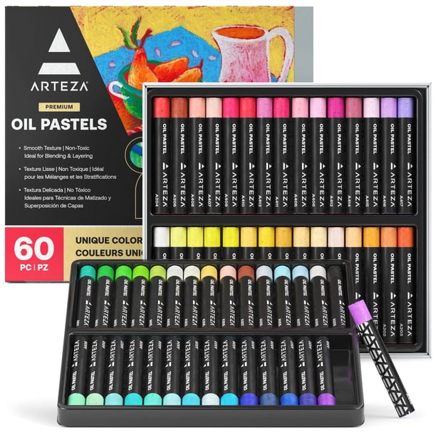 Arteza - Pasteles al óleo para artistas, 60 pasteles al óleo suaves en varios colores, suministros de artista para mezclar y suavizar, para principiantes y artistas p ARTEZA NA
