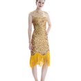 thumbnail image 2 of Vestido vintage ajustado con borlas para banquete, fiesta, escenario, discoteca, sexy, con lentejuelas y cuentas para mujer, 2 of 4