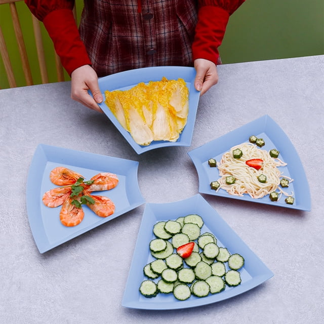 Vrorvz Microwave and Dishwasher Safe Trapezoidal Dinner Plates Impregnable Plastic Reusable Lightweight Plates for Kitchen or Camping Drop Resistant to Fragile Dinnerware
