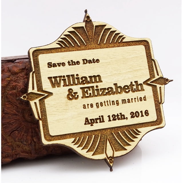 Personalized Wedding Save The Date Cards 20 Rustic Engraved Wood Magnets With Envelopes Wedding Announcements