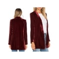 thumbnail image 4 of Liacowi Women Velvet Blazer Open Front Solid Color Long Sleeve Lapel Suit Jacket, 4 of 6