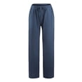 thumbnail image 5 of Otvok Plus Size Lounge Pants for Women Cotton Linen Comfy Slacks Straight Leg Casual Drawstring Waist Solid Trousers with Pockets, 5 of 6