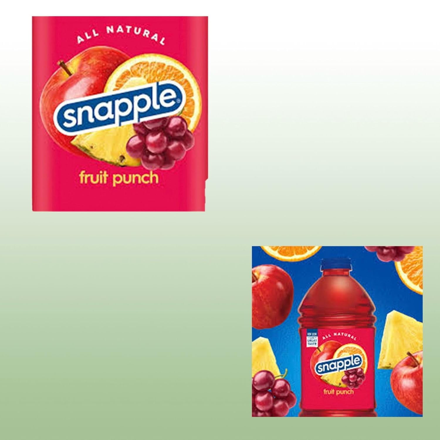 Snapple Fruit Punch All Natural Fruit Juice Drink, 32 fl oz Plastic Bottles, Made with Real Fruit Flavor, 6-Pack