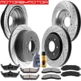 thumbnail image 2 of MotorbyMotor Front & Rear Brake Rotors Replacement for 2010 - 2011 Ford F-150 (6 Lug Models ONLY) E-Coating Drilled & Slotted Brake Rotor & Brake Pad kit Including CLEANER DOT4 FLUID, 2 of 9