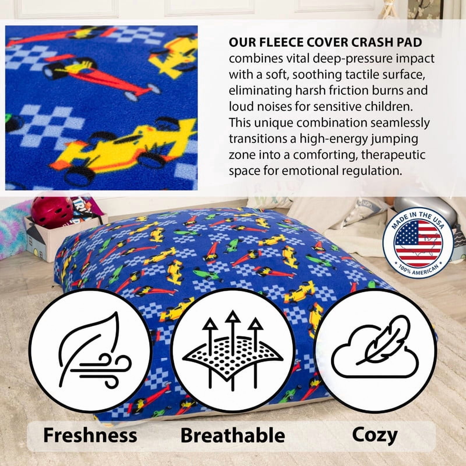 Sensory Crash Pad for Kids & Adults,Soft Landing Crash Mat with Foam Blocks,Removable and Washable Cover,Non-Slip Bottom for Jumping, Relaxing & Play,60" x 60"
