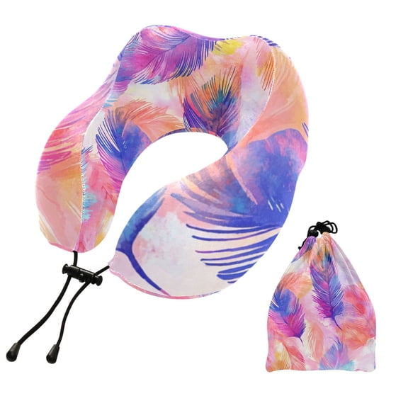 BZSMCE Travel Pillow Whimsical Featherscape Pattern 10.5x9.5x6in
