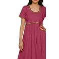 thumbnail image 5 of Moomaya Short Sleeve Kurta Solid Women Summer Dresses Long Kurti Ethnic Dress, 5 of 6