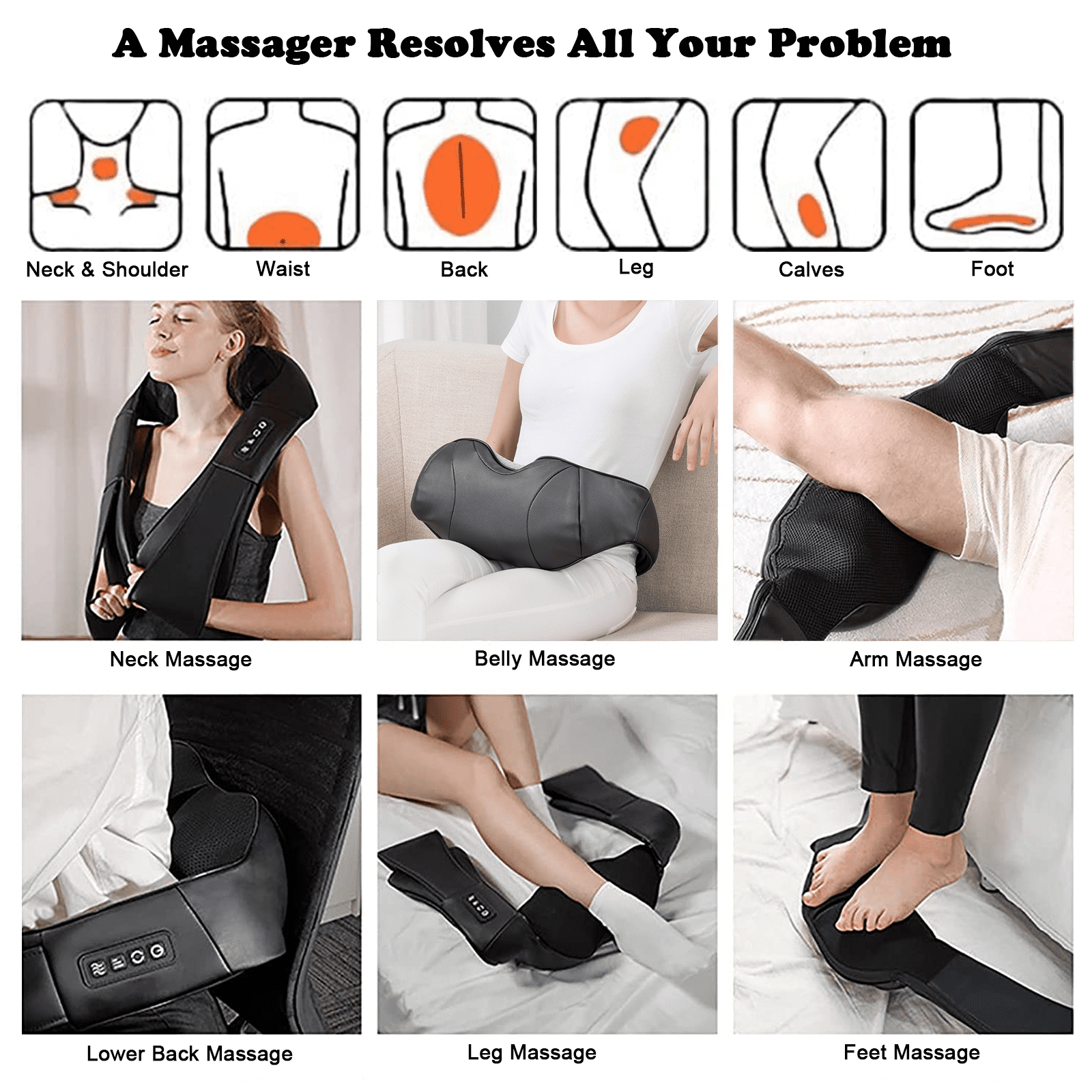 Shiatsu Neck Massager With Heat, 8 Massage Nodes Neck Massager For Pain  Relief Deep Tissue, 4D Deep …See more Shiatsu Neck Massager With Heat, 8
