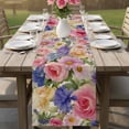 thumbnail image 4 of Purple Pink Floral Table Runner 72 Inches, Spring Farmhouse Country Vintage Flower Bed Runner Dresser Scarves Tabletop for Indoor Outdoor Parties/Ceremony/Banquet, 16" x 72", 4 of 8