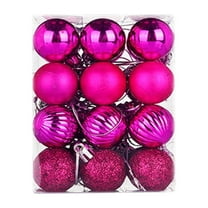 Christmas Ornament Set,Christmas Ball Ornament Bright Plastic Shatterproof Hanging Ball Ornament for Christmas Tree Tabletop,Christmas DIY Hanging Ball Ornaments,Hot Pink,24 Pcs,1.18",3cm