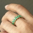 thumbnail image 5 of Marquise Emerald & Cubic Zirconia Full Eternity Band Ring, 925 Sterling Silver Ring, Emerald Leaf Ring, Wedding Band Gift For Her. May Birthstone, 5 of 5
