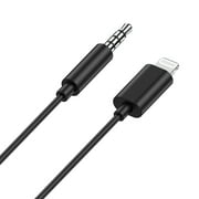 Auto Drive Lightning to 3.5 mm Plug Stereo Aux Cable, 3 ft Audio Cord, Mfi Certified,Black