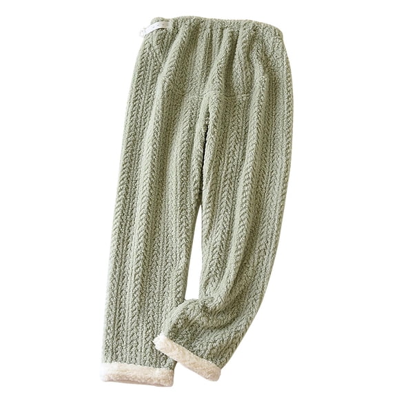 Tnhcen Women's Maternity Coral Fleece Sleep Pants - Adjustable Waist Loose Fit Solid Color | Pregnant Women's Wearable Outdoor Pajama Pants M-XL