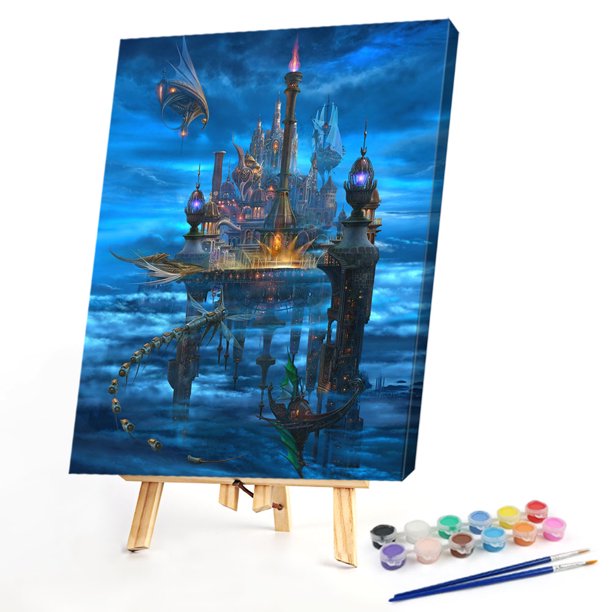 Sky Castle pintura al óleo por números Kits DIY pintado a mano sobre lienzo cuadro de arte de pared Likrtyny decoración de arte